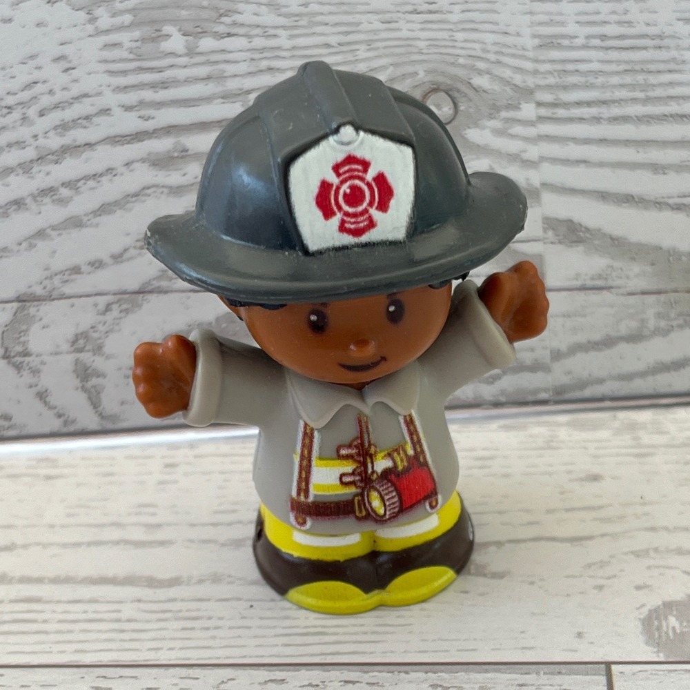 Fisher Price Little People Female Firefighter Figure Grey Uniform Mattel 2016